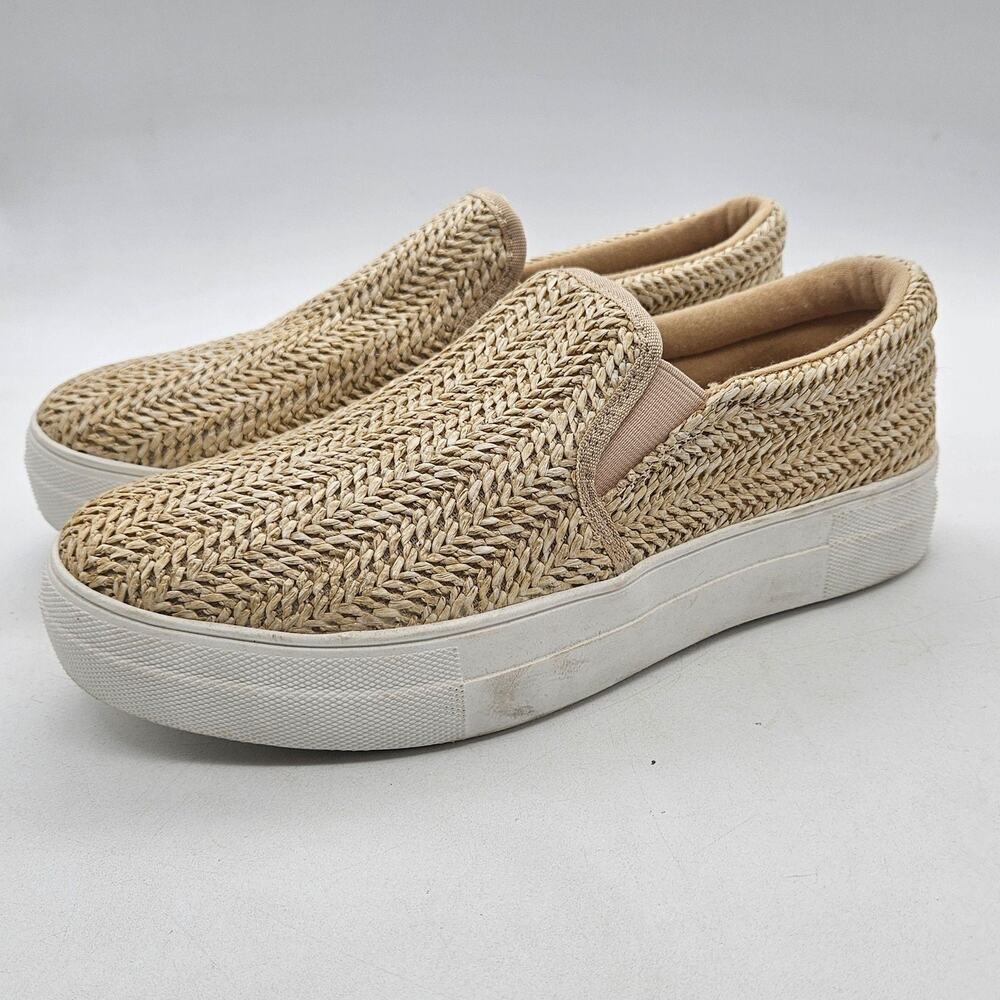 Soda Shoes Womens Size 7.5 Beige Woven Slip On Platform Flats Casual Comfort